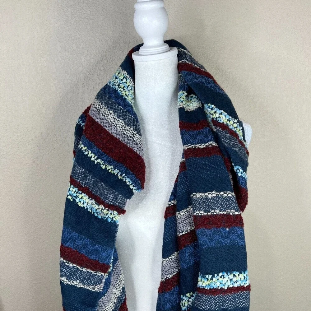 Collection‎ Eighteen Women's Striped Fringed Shawl Rap Scarf Multicolor One Size